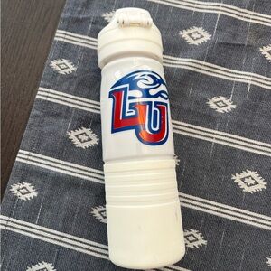 White Sports Water Bottle with Liberty University Logo Design